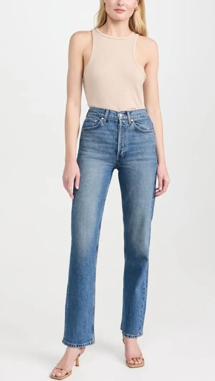 EB Denim women Trevi Wash High Rise Button Fly Straight Jean sze 25 x 32" inseam